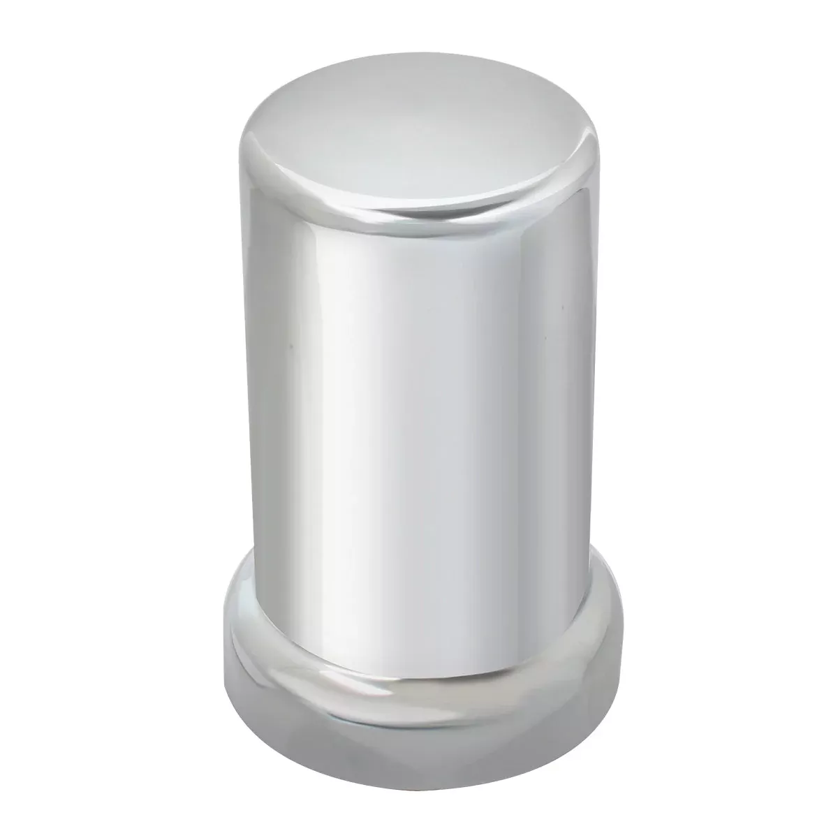 1.5″ chrome plastic flat cylinder push-on lugnut cover w/flange