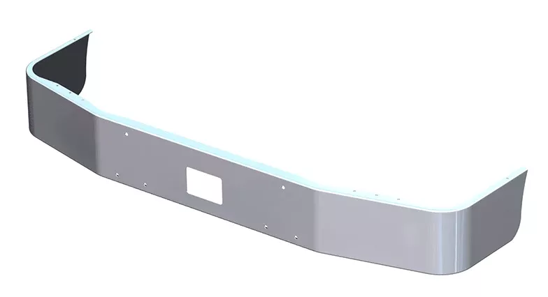 12″ Steel Chrome Bumper With OUT Fog Light Hole Cutouts for Peterbilt 377 Setback Axle