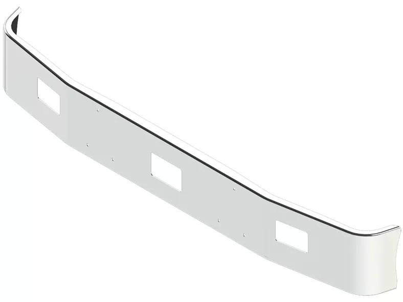 14″ Steel Chrome Bumper With Fog Light Hole Cutouts For Peterbilt 377 Forward Axle