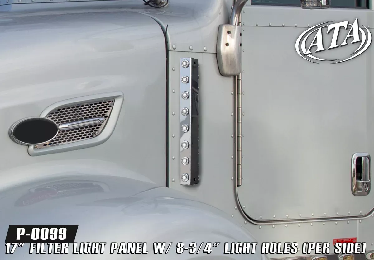 17″ x 1/2″ stainless steel firewall light bracket with 8 3/4″ light holes ONLY – PAIR