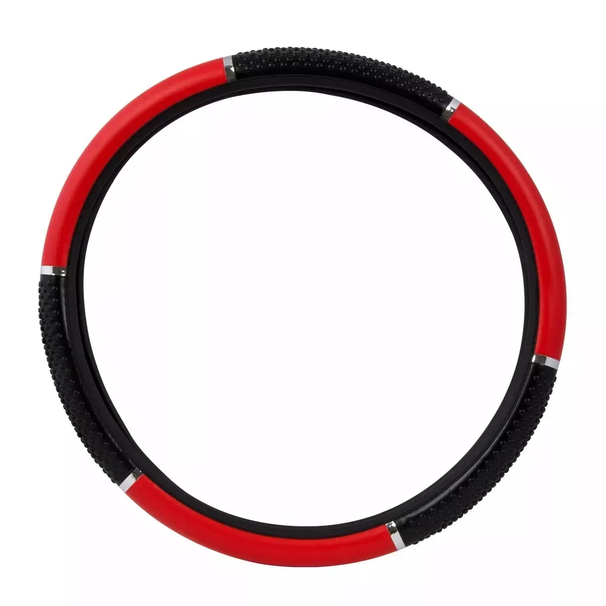 18″ deluxe steering wheel cover – red with black hand grips