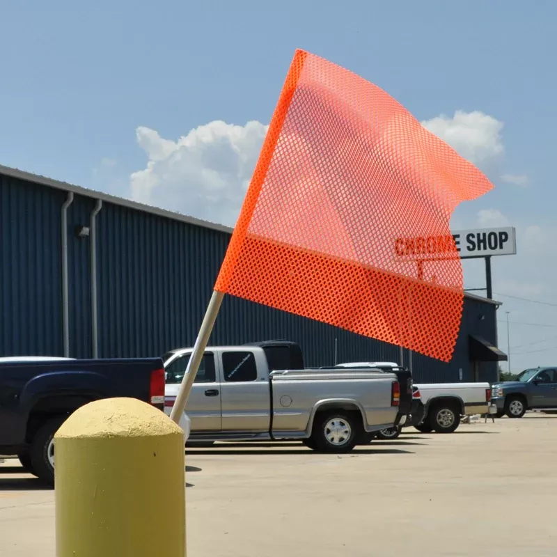 18″ orange oversize load flag with wooden dowel