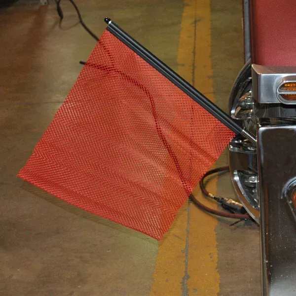 18″ red oversize load flag with quick mount connector