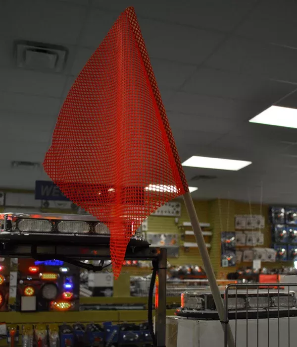 18″ red oversize load flag with wooden dowel