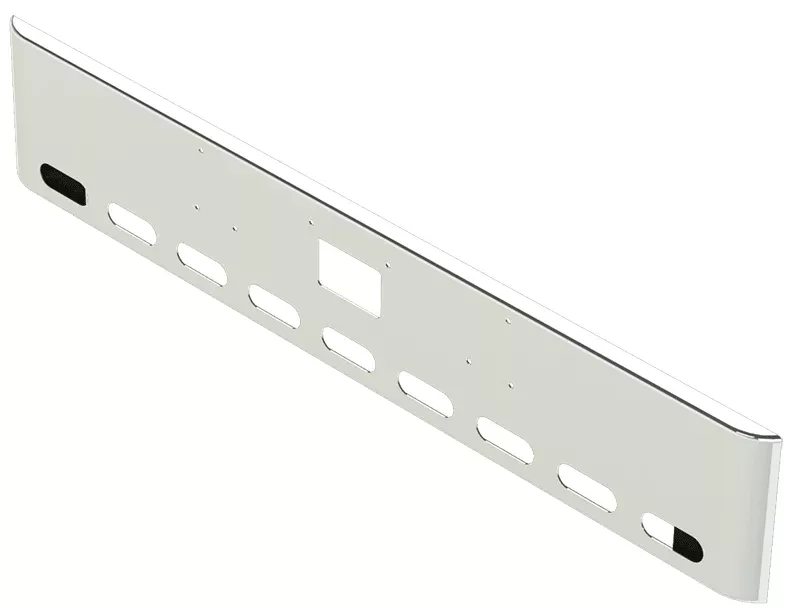 18″ Steel Chrome Ultra Max Bumper With Oval light Hole Cutouts for Peterbilt 379 / 357