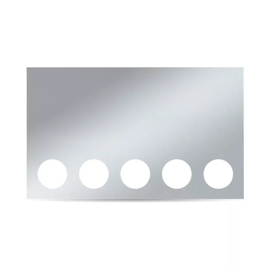 20″ stainless steel rear center panel w/back, 5 round 4″ light holes ONLY