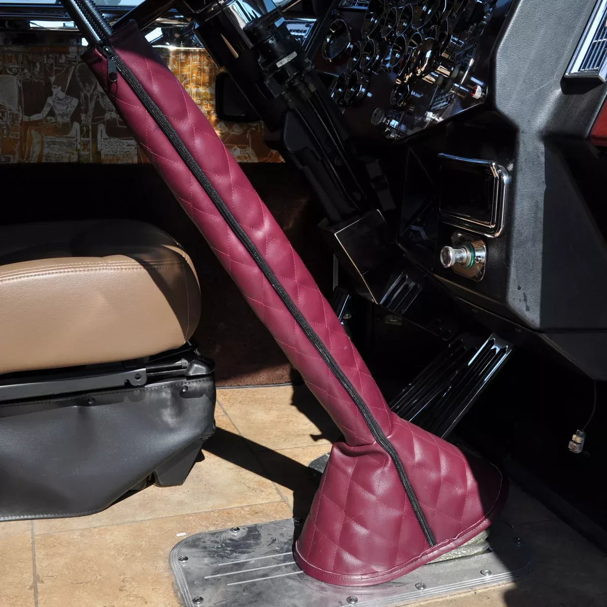 30″ quilted vinyl gear shift tower cover and boot