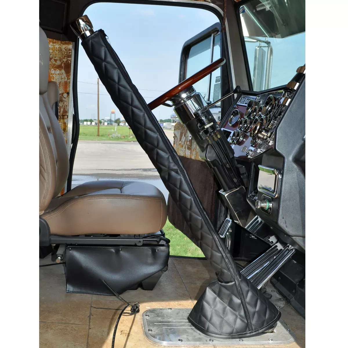 42″ quilted vinyl gear shift tower cover and boot