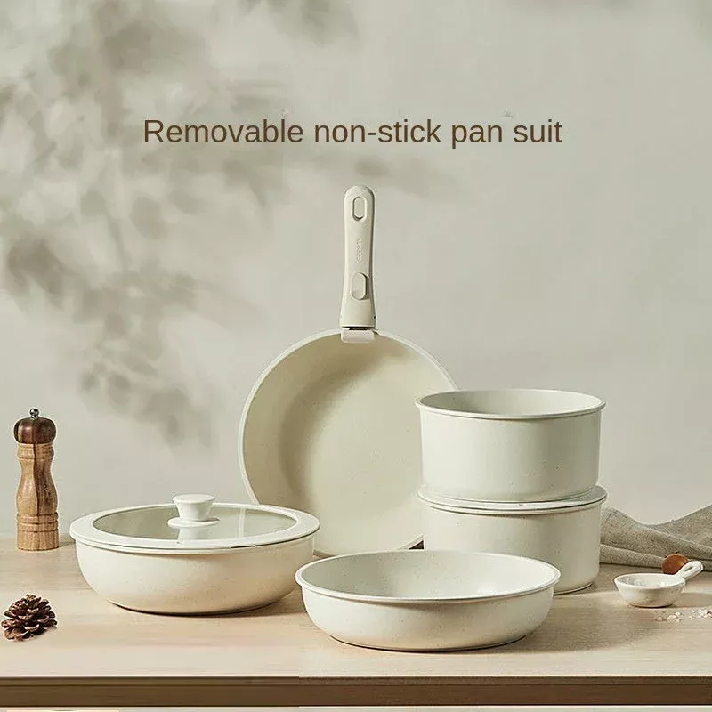 5 Piece Detachable Handle Non-stick Kitchen Cookware Set