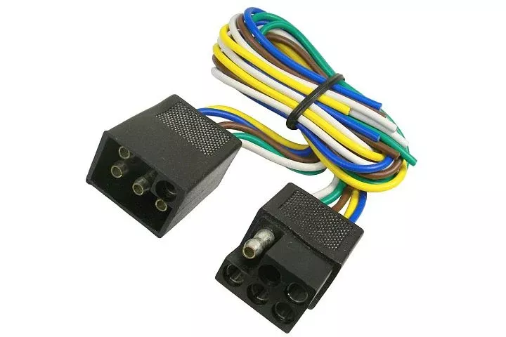5-way squared moisture proof male /female trailer connectors w / polarized plugs - 1 piece