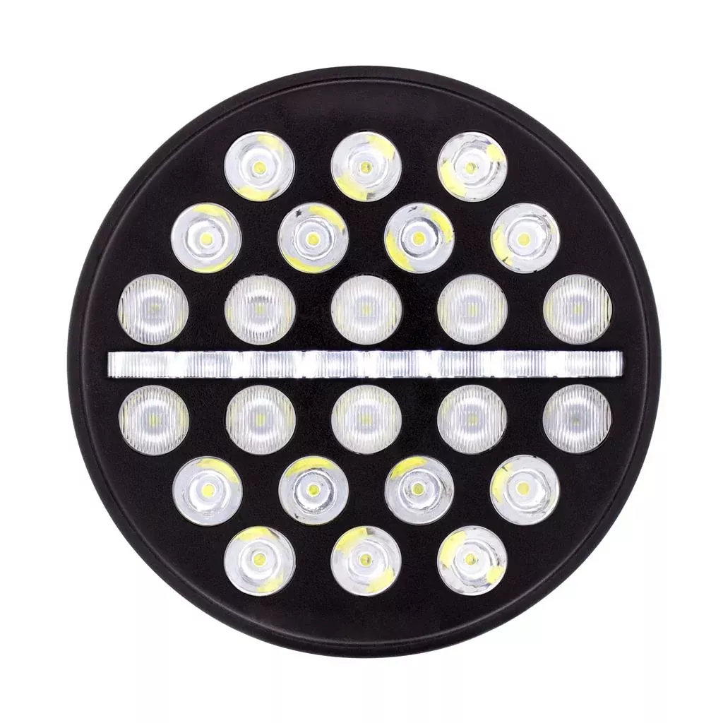 7″ Diameter LED headlight with 24 high-powered diodes, dual amber/white LED position light – SINGLE