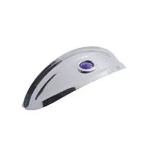 7" diameter single round headlight chrome visor w/blue glass jewel