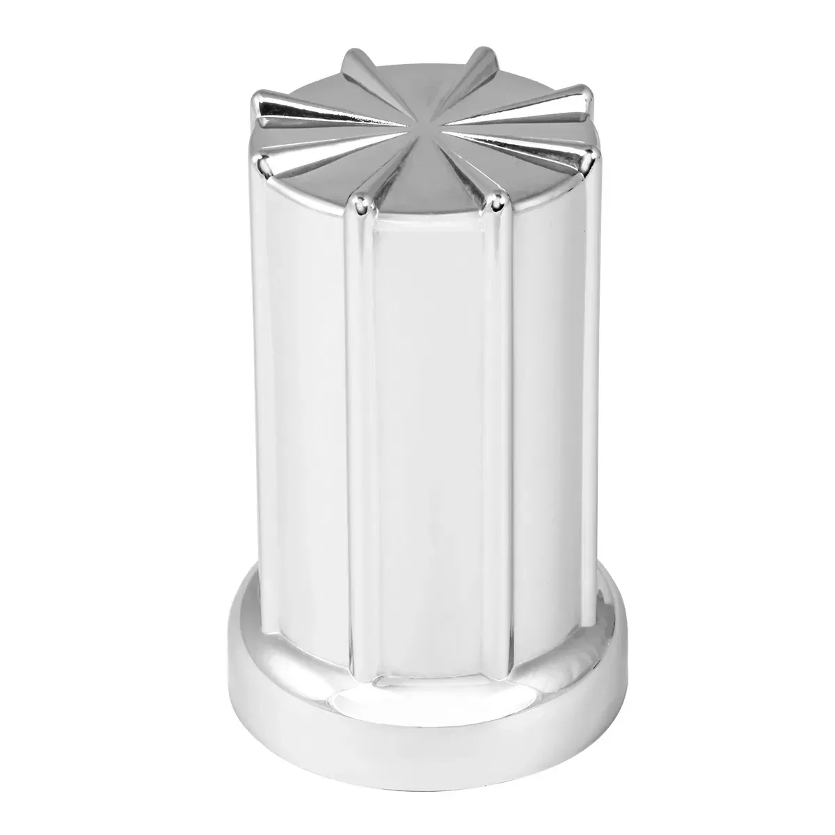 “8 Spoke” 33mm chrome plastic screw-on lugnut cover – SINGLE