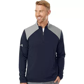 Adidas Textured Mixed Media Quarter-Zip Pullover