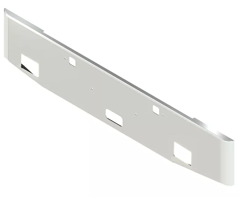Aftermarket Chrome Steel Bumper, Fits Kenworth W900B With Fog Light Cutouts