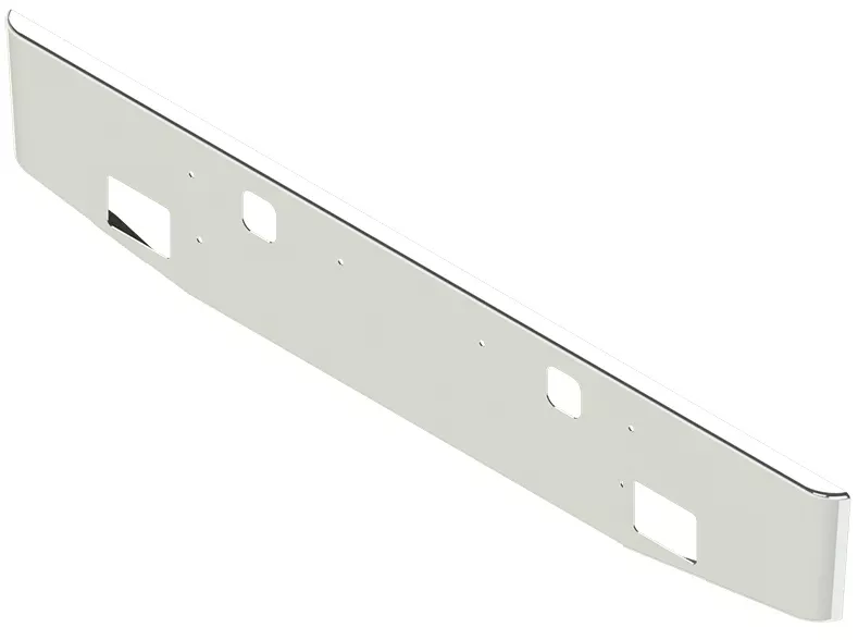 Aftermarket Chrome Steel Bumper, Fits Kenworth W900S With Fog Light Hole Cutouts