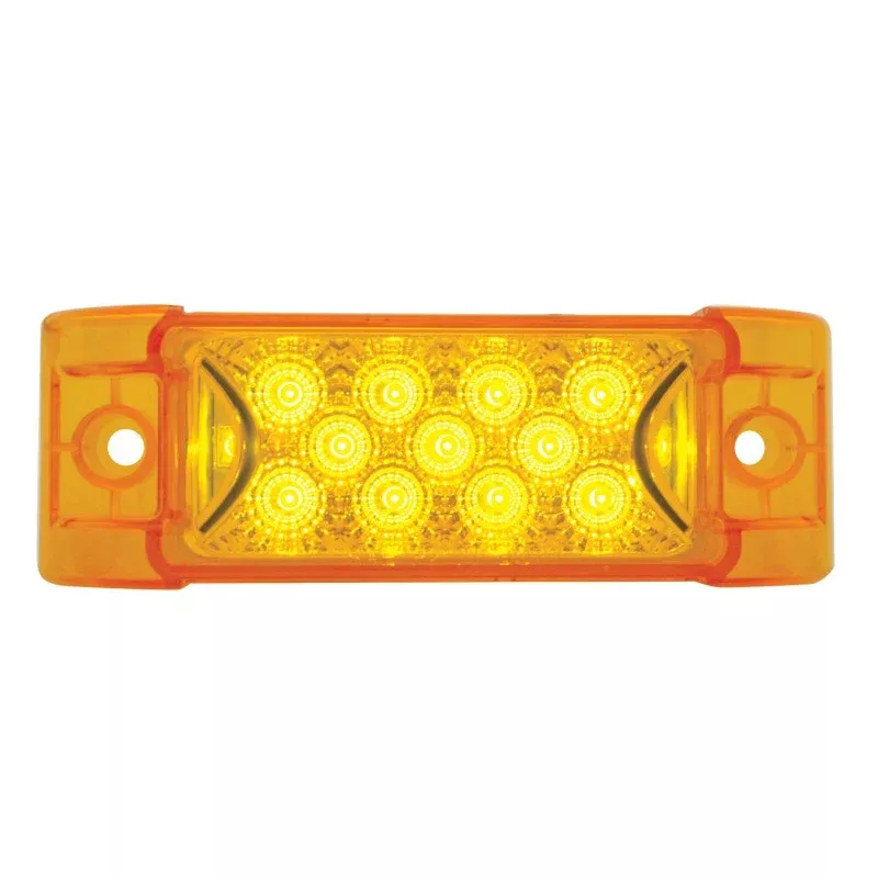 Amber 2" x 6" rectangular 13 diode LED marker light w/reflector