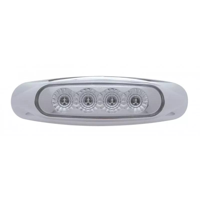 Amber 4 diode LED marker light w/chrome bezel - CLEAR lens