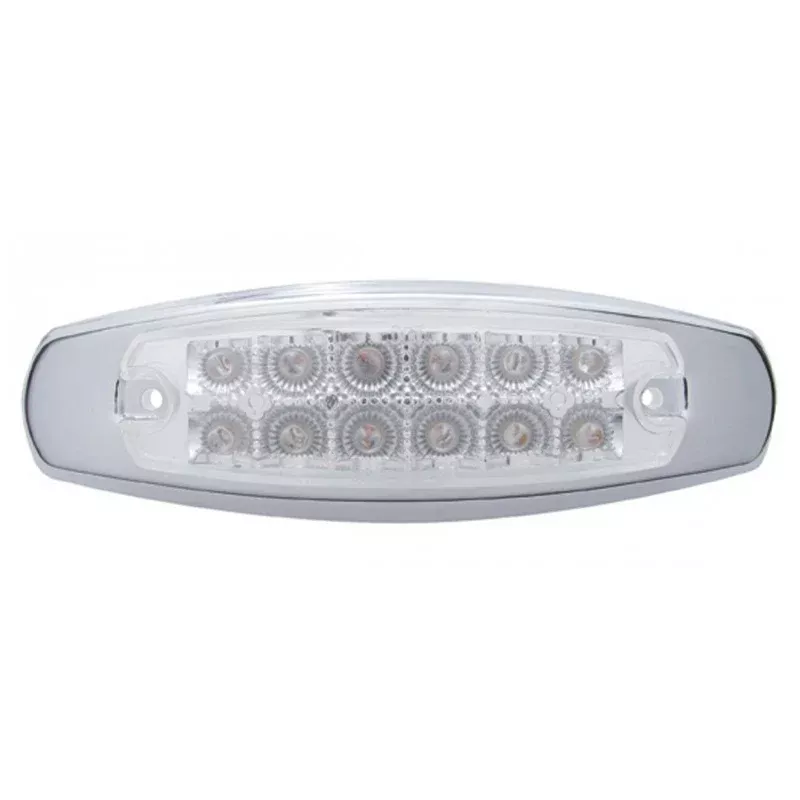 Amber Peterbilt-style 12 diode LED marker light w/reflector - CLEAR lens