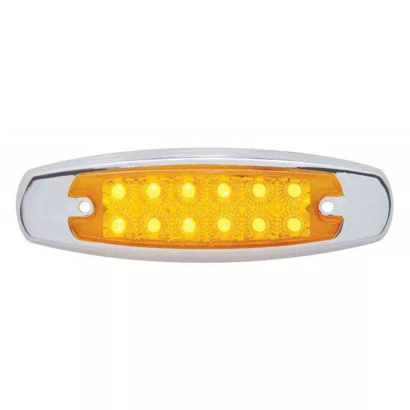 Amber Peterbilt-style 12 diode LED marker light w/reflector