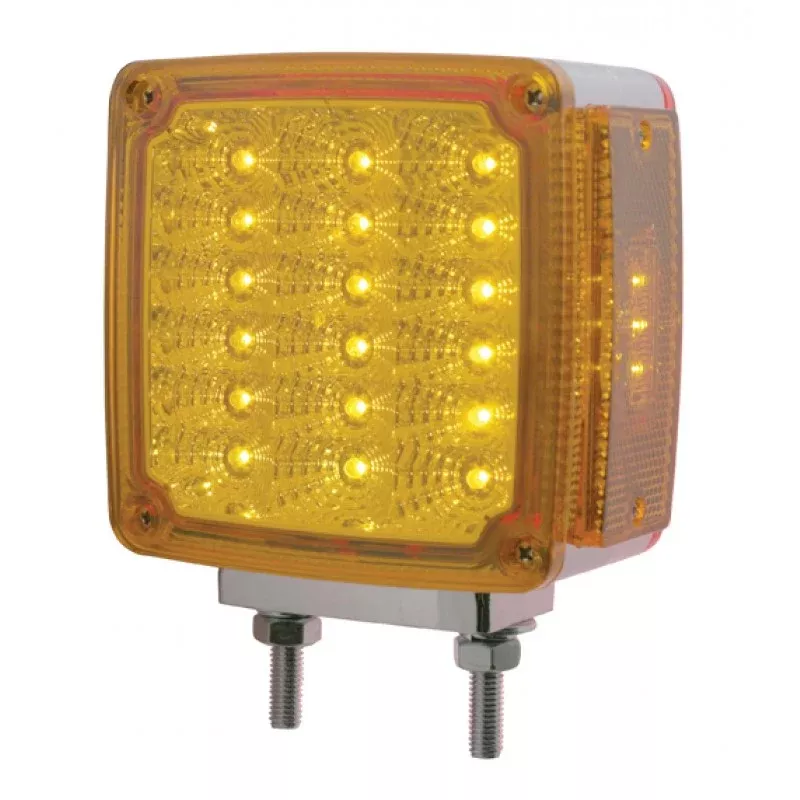 Amber/Red square 18 diode LED 2-stud turn signal light w/reflector