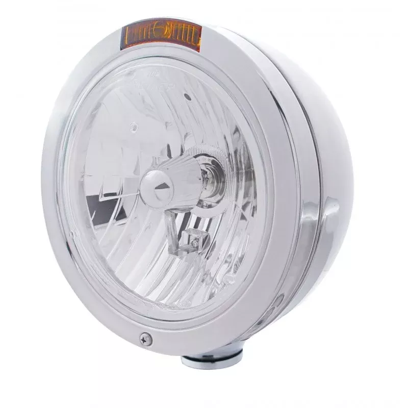 “Bullet” stainless steel headlight housing with halogen H4 bulb – SINGLE