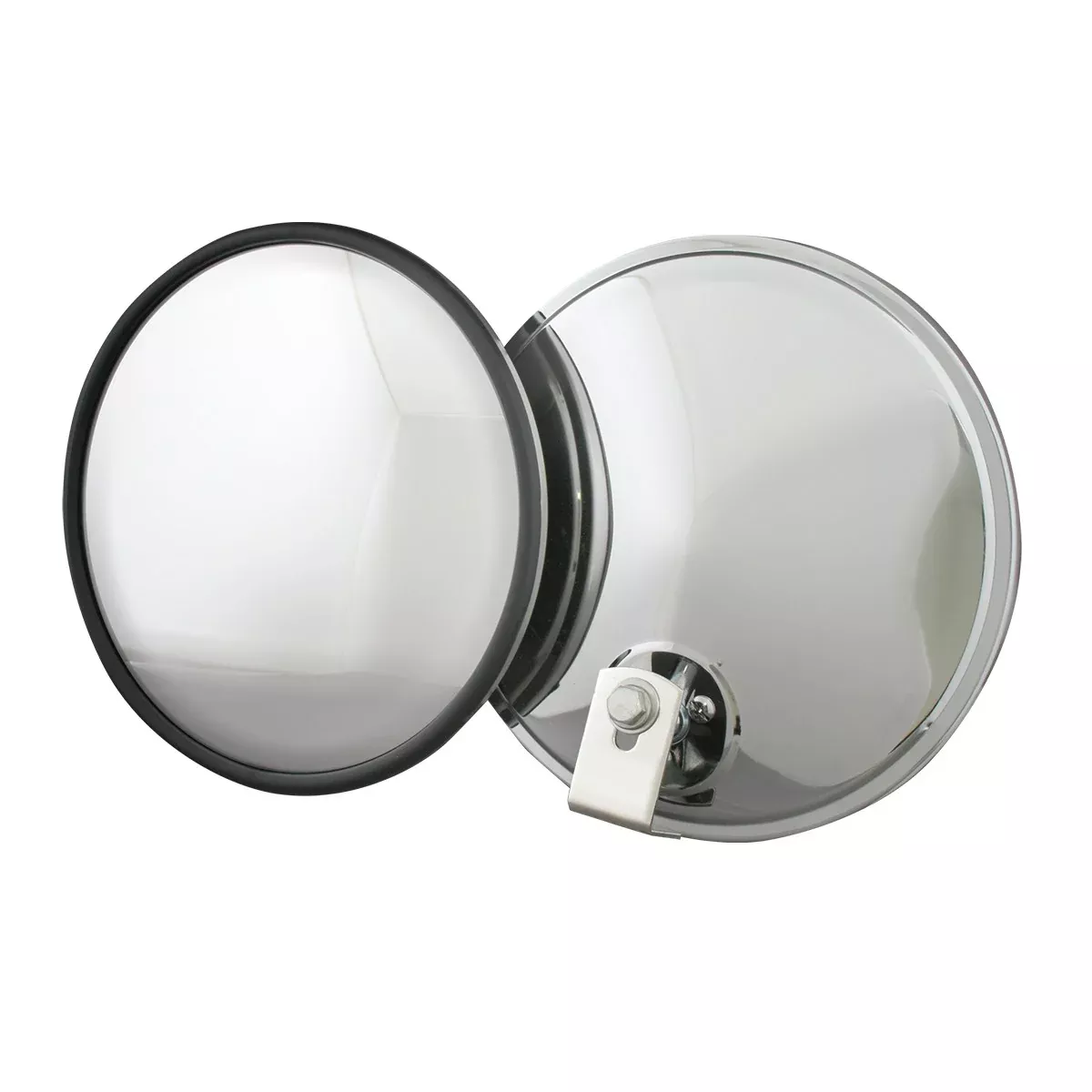 Chrome 8″ convex mirror w/offset L-bracket