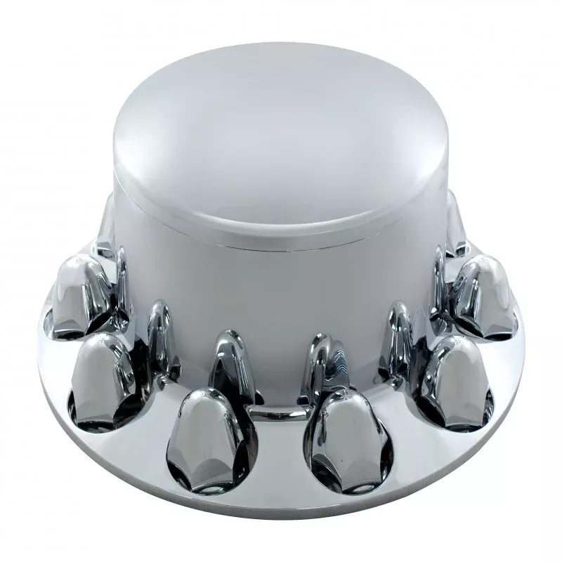 Chrome ABS plastic rear axle cover w/ten 1-1/2″ push on nut covers