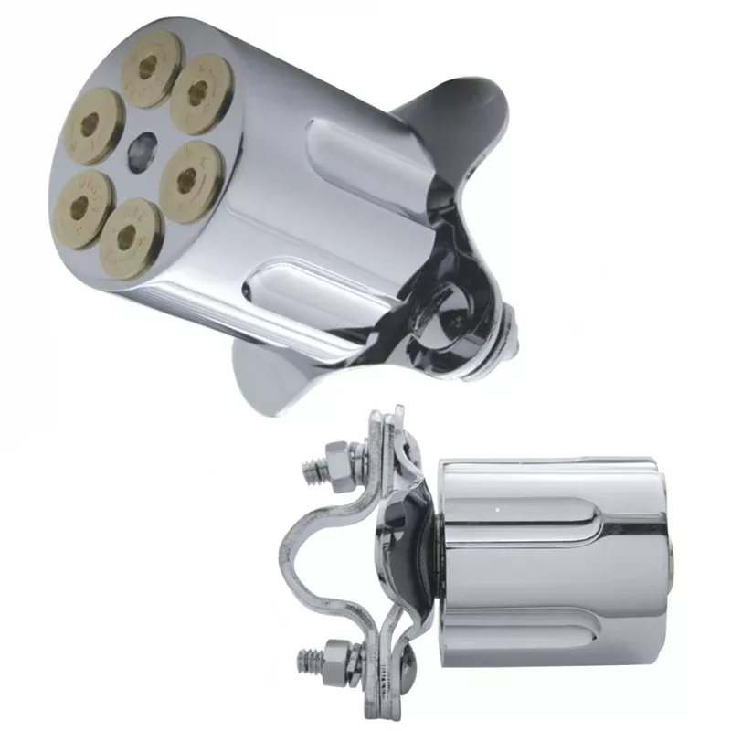 Chrome aluminum gun barrel steering wheel spinner knob