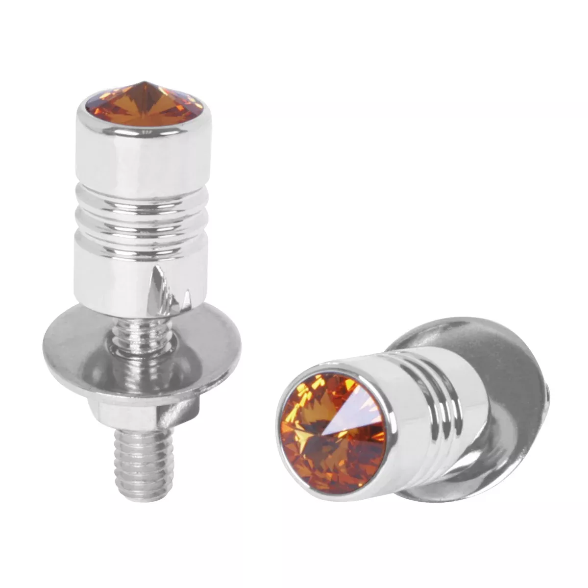 Chrome aluminum license plate mounting bolt w/jewel – PAIR