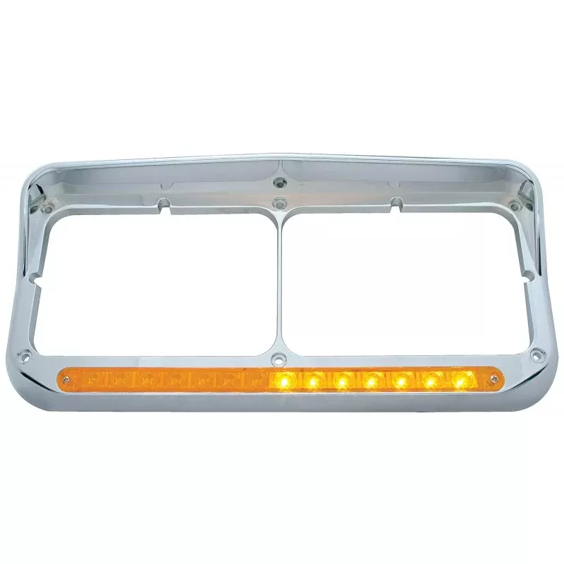 Chrome dual rectangular headlight bezel w/amber LED sequential turn signal