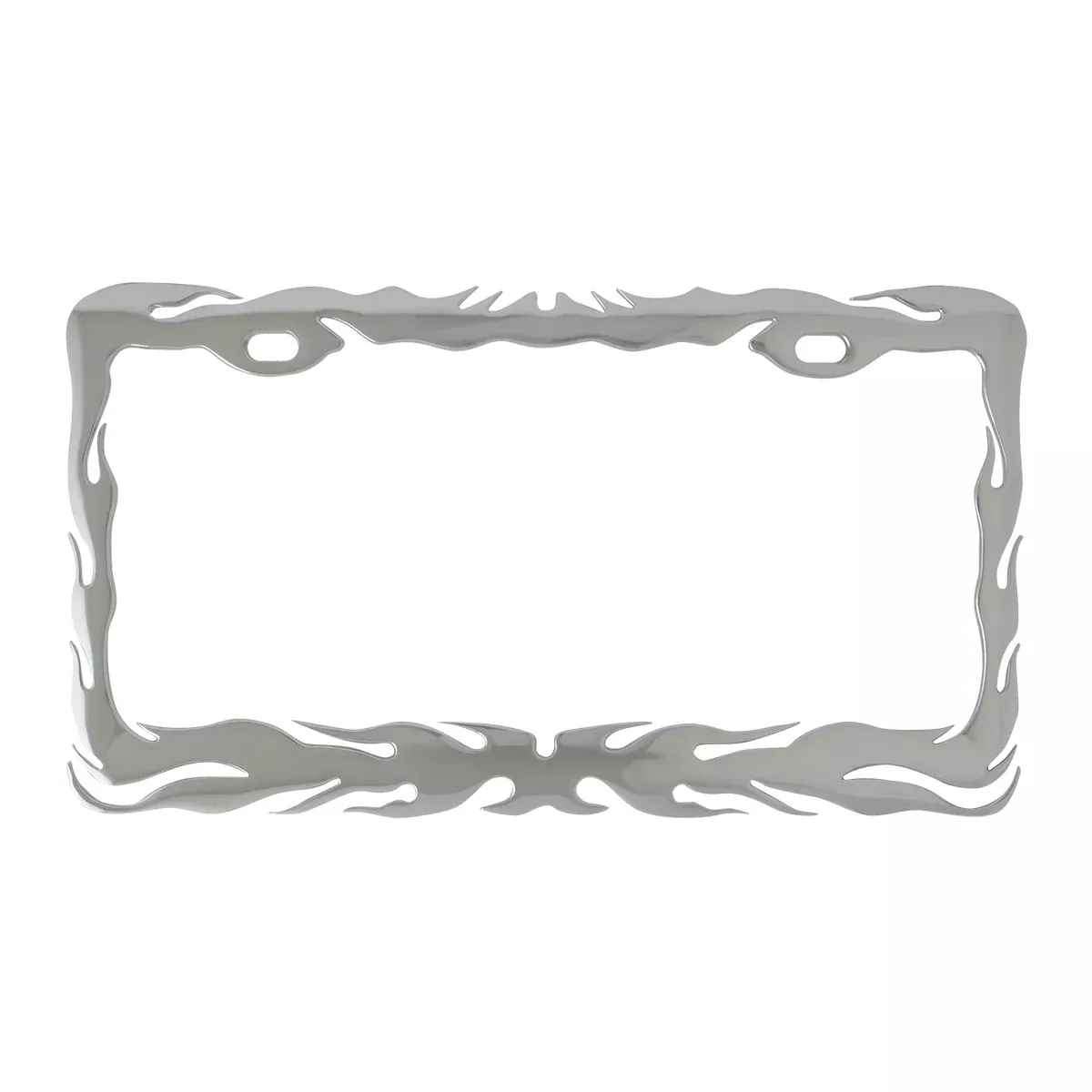 Chrome license plate frame w/flame design