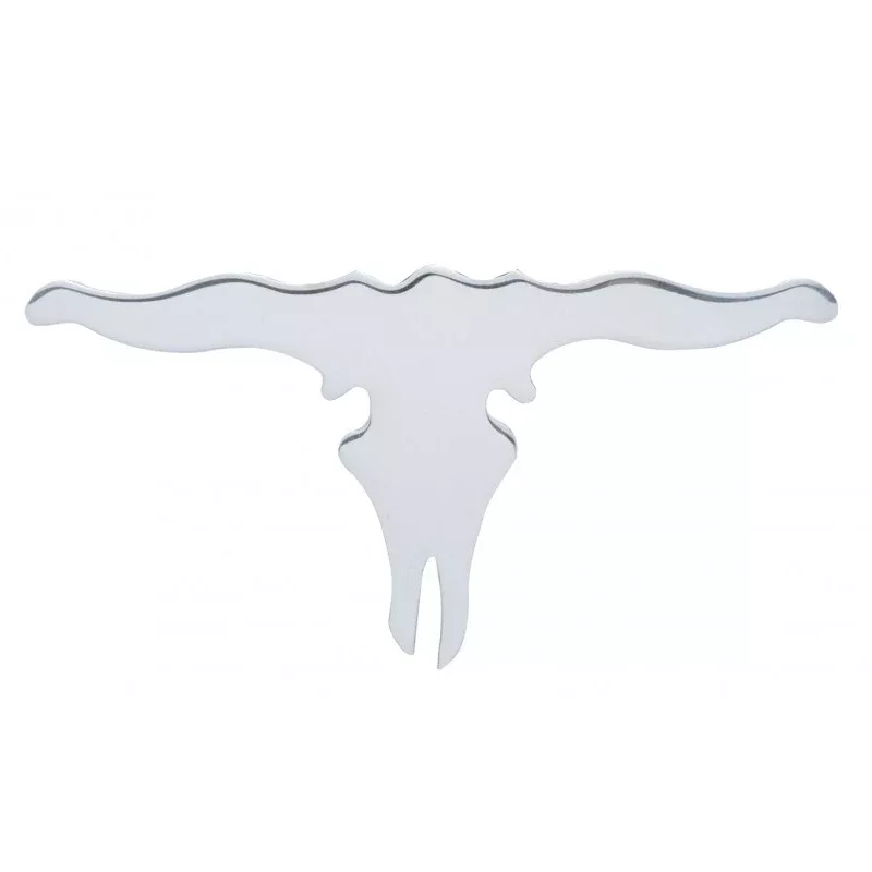 Chrome longhorn steer skull w/tape mount – 3-1/4″ x 6-5/8″