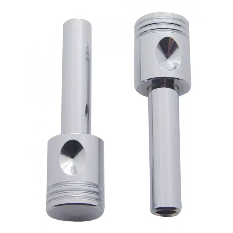 Chrome plastic piston-look door lock knobs – PAIR