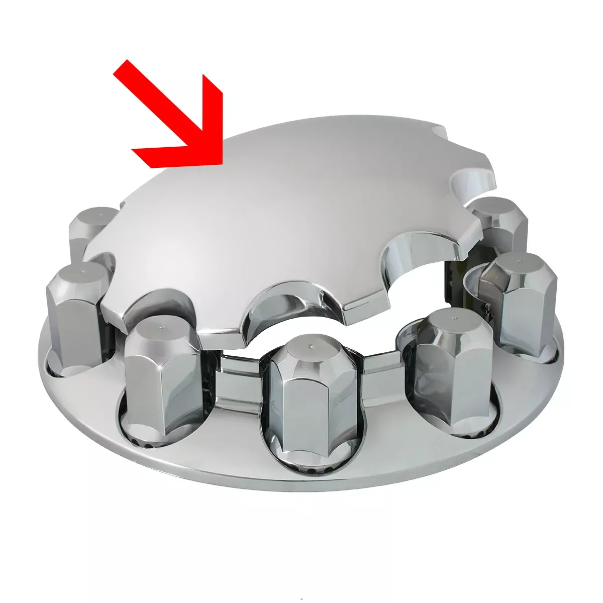 Chrome plastic replacement center cap for “Premier” axle covers