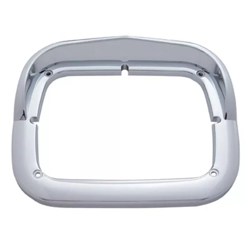 Chrome plastic single square headlight bezel w/visor