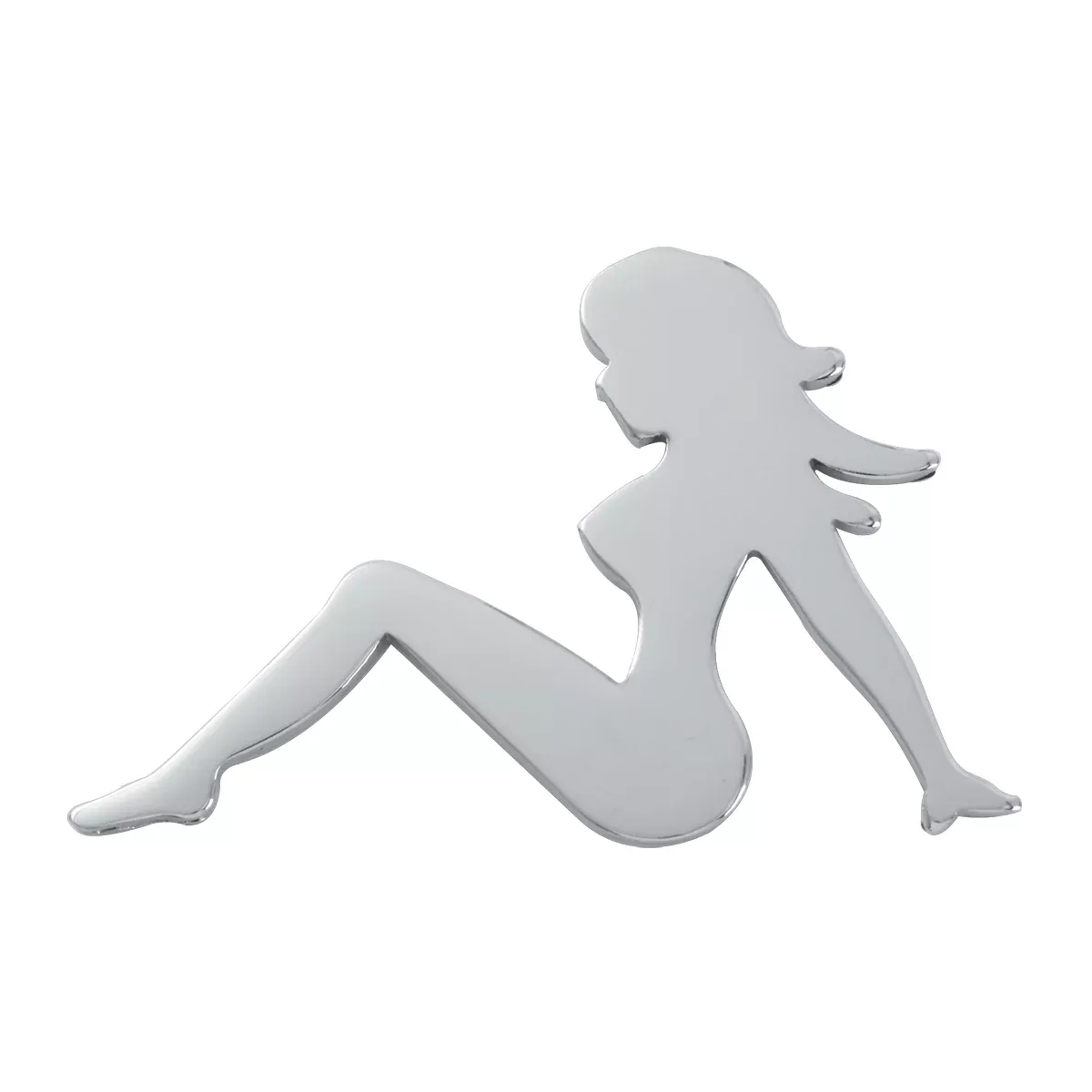 Chrome super mini mudflap girl - tape mount - Faces LEFT