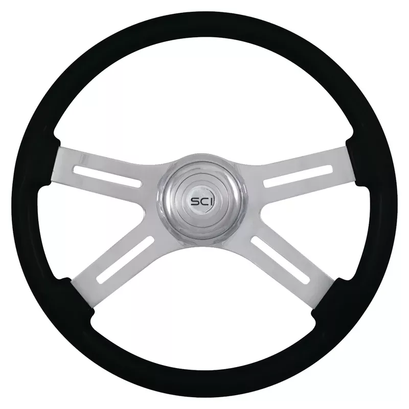 “Classic Black” finish 18″ wood steering wheel – 3 hole style