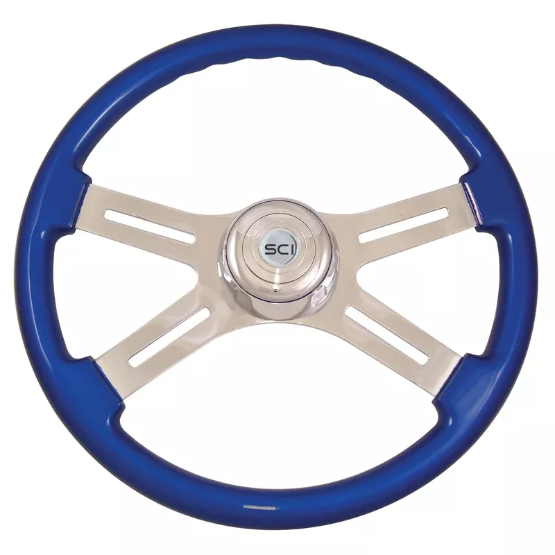 “Classic Blue” finish 18″ wood steering wheel – 3 hole style