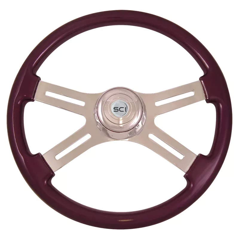 “Classic Purple” finish 18″ wood steering wheel – 3 hole style