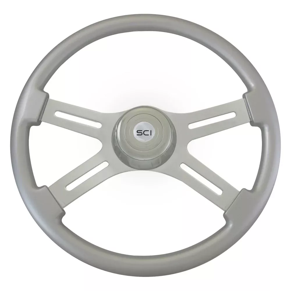 “Classic Silver” finish 18″ wood steering wheel – 3 hole style