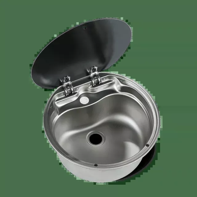 Dometic Round Sink with 1-Hole for Faucet & Glass Cover