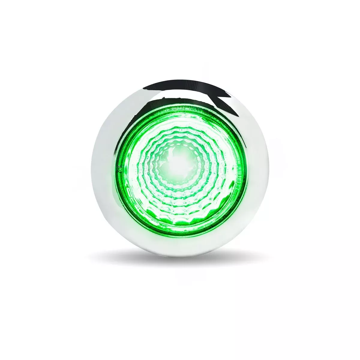 Dual Revolution Amber/Green 1" mini button single-diode LED marker+ auxiliary light w/reflector, threaded back (3 wires)