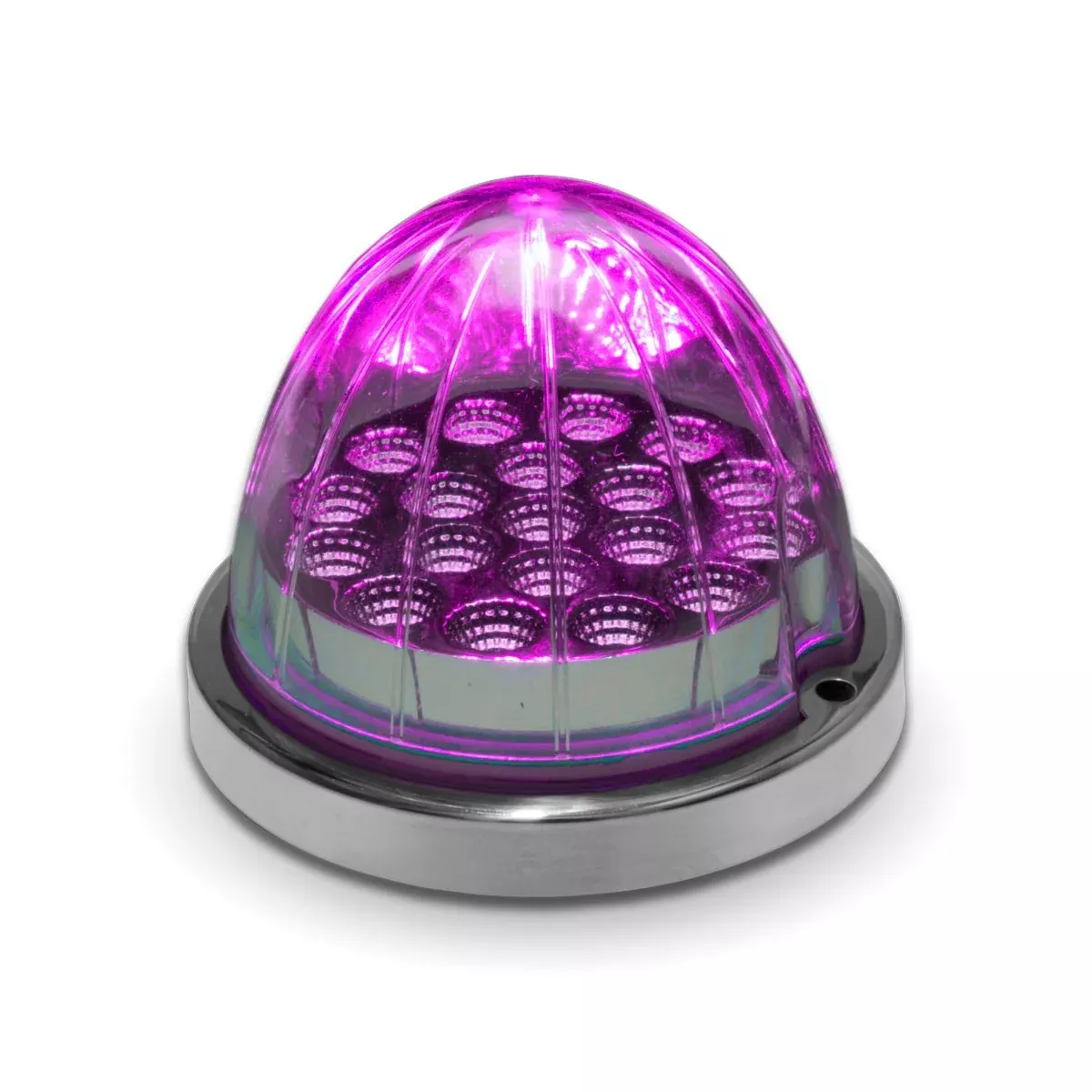 Dual Revolution Red/Purple 19 diode watermelon-style LED light w/base - CLEAR lens