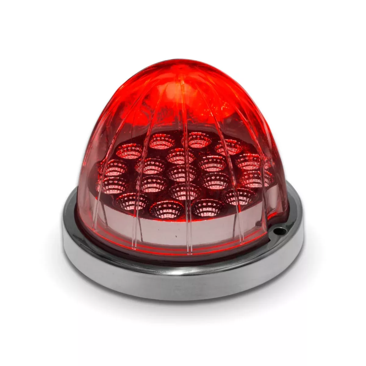 Dual Revolution Red/White 19 diode watermelon-style LED light w/base - CLEAR lens
