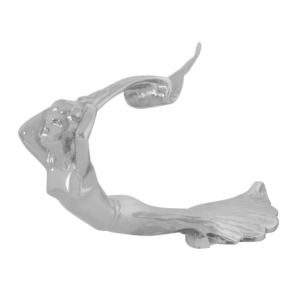 Flying Goddess with long hair chrome die-cast hood ornament