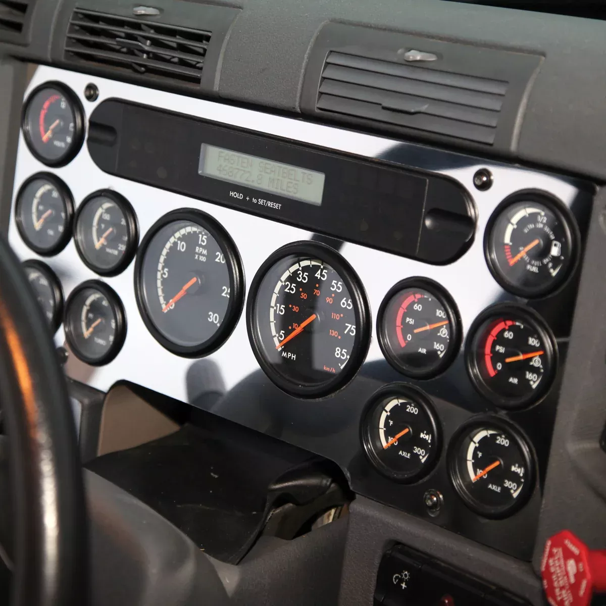 Freightliner Cascadia -2013 stainless steel 12 gauge cluster trim