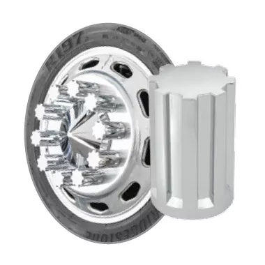 “Gear” 33mm chrome plastic screw-on lugnut cover
