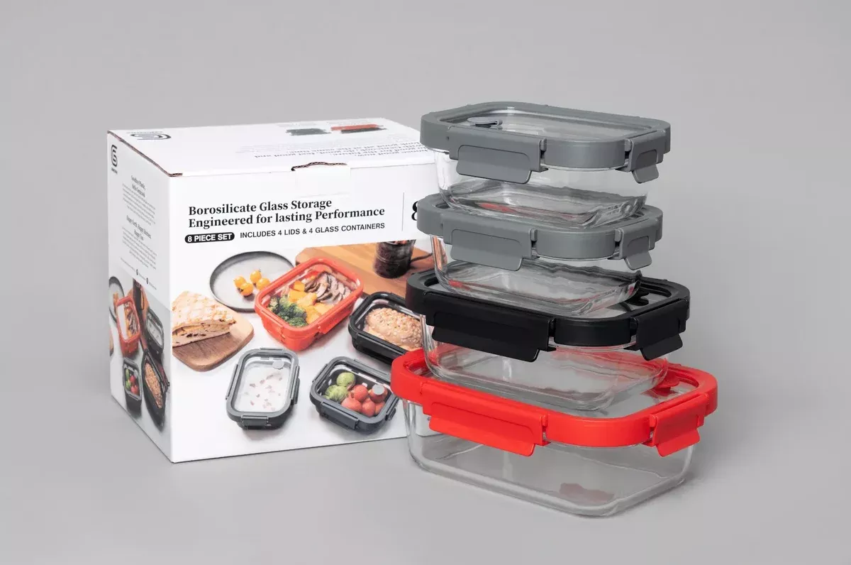 Glass Containers & Lids - Rectangular