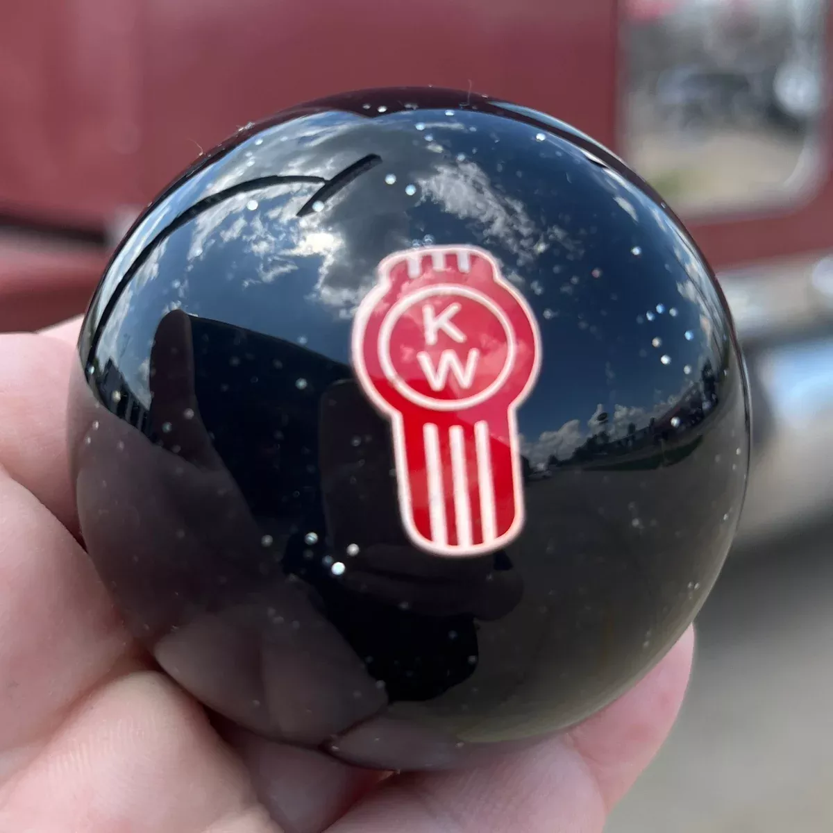 Kenworth embedded logo 2.25″ diameter round gear shift knob